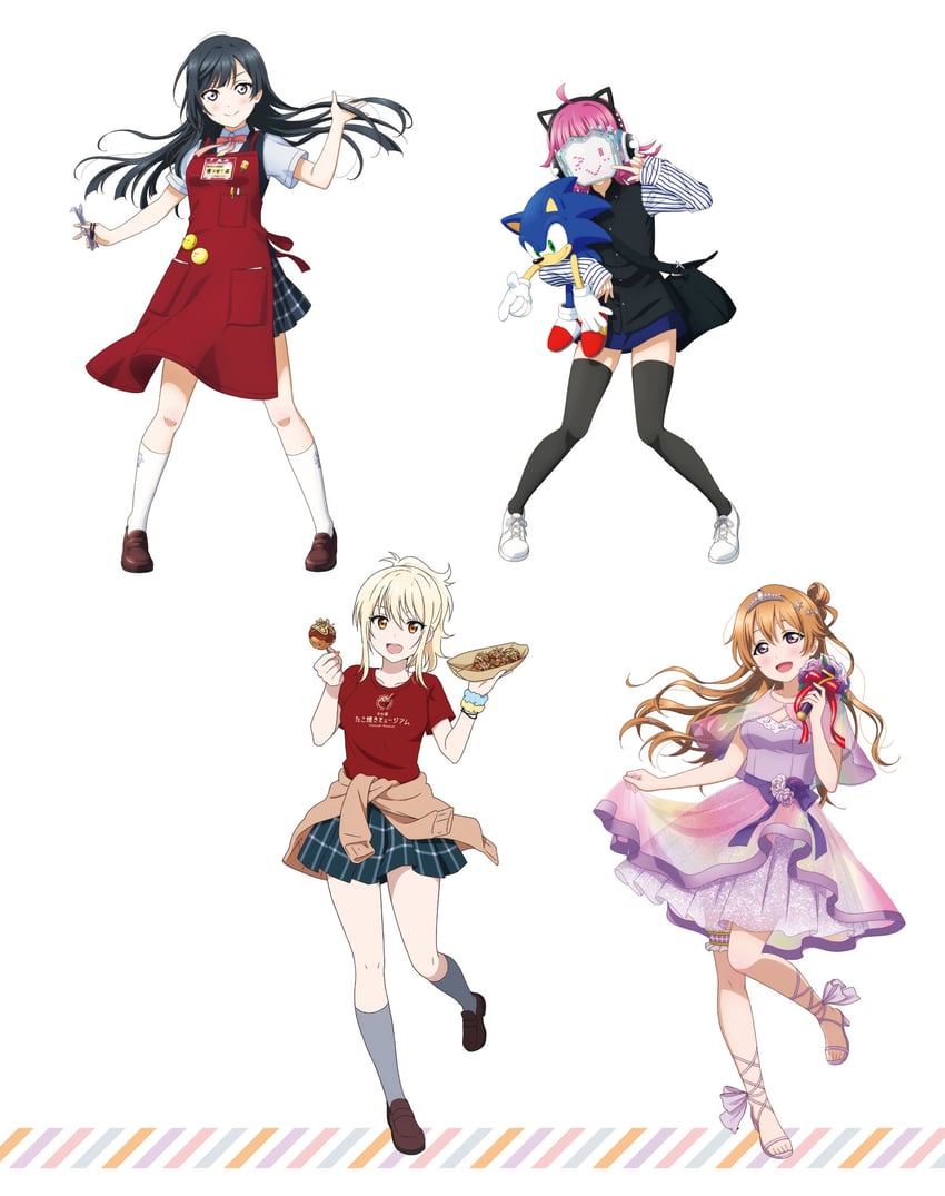 sonic the hedgehog, yuki setsuna, tennoji rina, miyashita ai, and konoe kanata (love live! and 3 more)