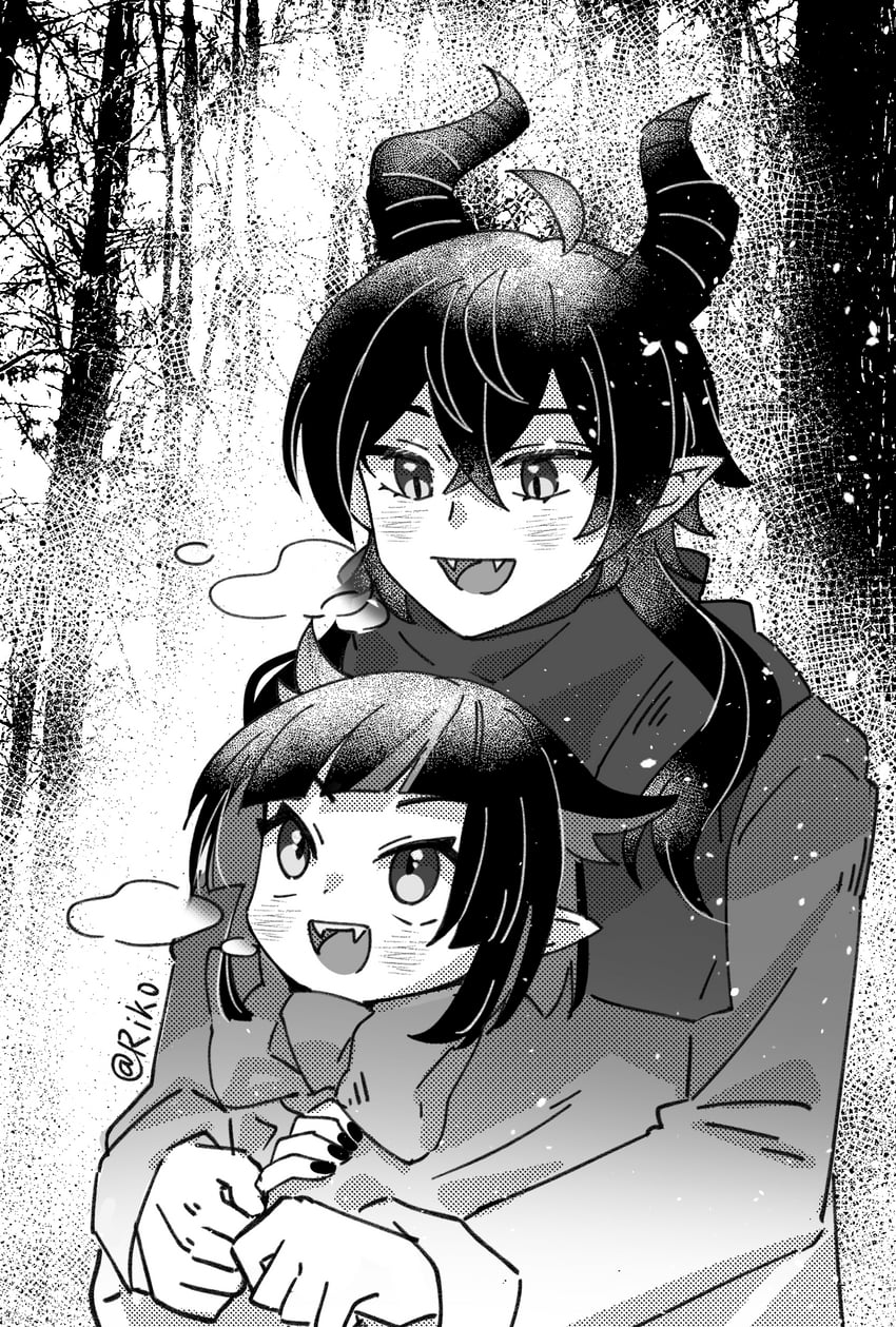 lilia vanrouge and malleus draconia (twisted wonderland) drawn by riko_shinkai