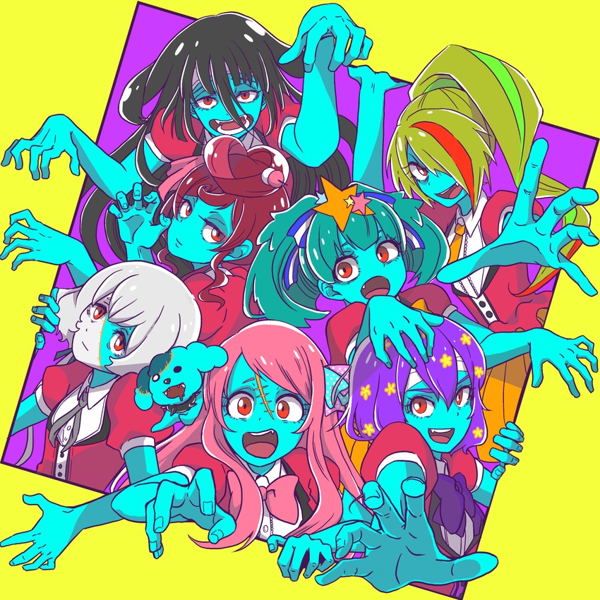 konno junko, minamoto sakura, mizuno ai, nikaidou saki, hoshikawa lily, and 3 more (zombie land saga) drawn by yumiko_rodriguez