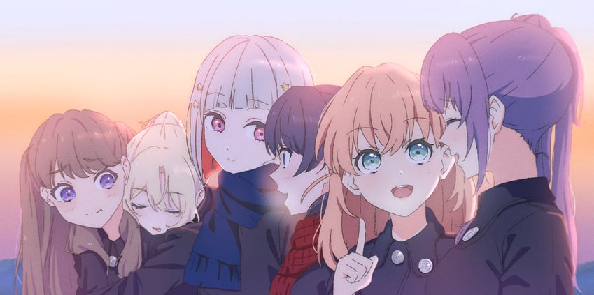 hinoshita kaho, fujishima megumi, otomune kozue, murano sayaka, yugiri tsuzuri, and 1 more (love live! and 1 more) drawn by fujimiz