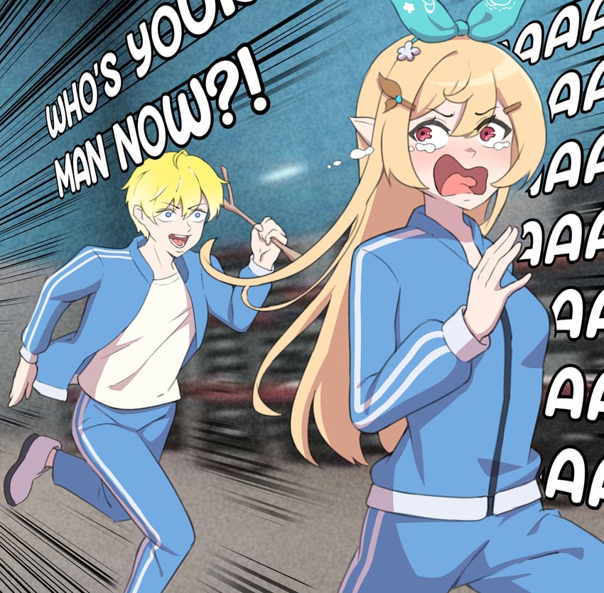 pomu rainpuff and sonny brisko (nijisanji and 2 more) drawn by neon_luminous