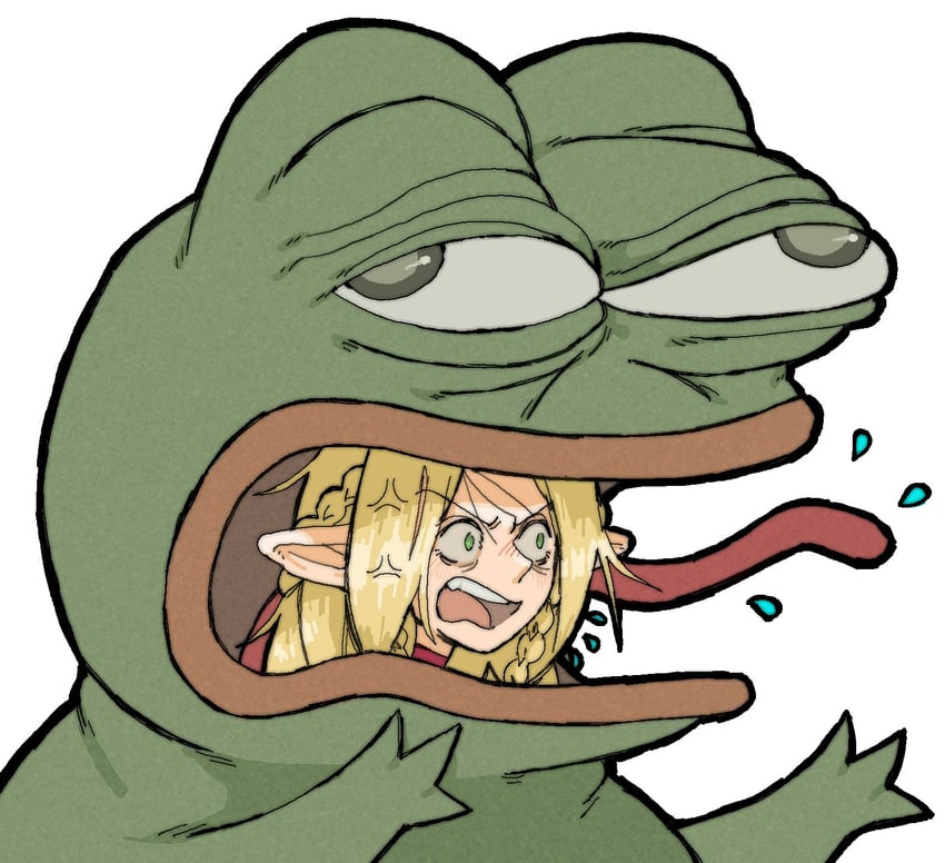 marcille donato and pepe the frog (dungeon meshi and 1 more) drawn by pantsu-ripper