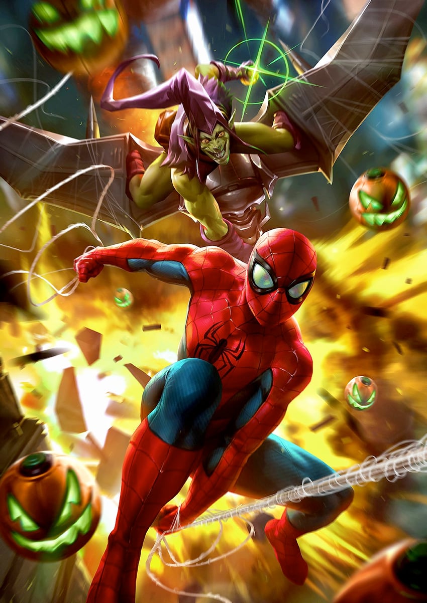 spider-man and green goblin (marvel and 1 more) drawn by dcwj