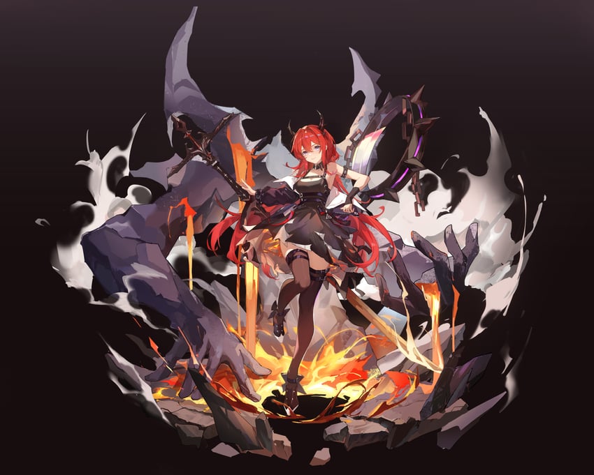 surtr and surtr's golem (arknights) drawn by chenmu_sora