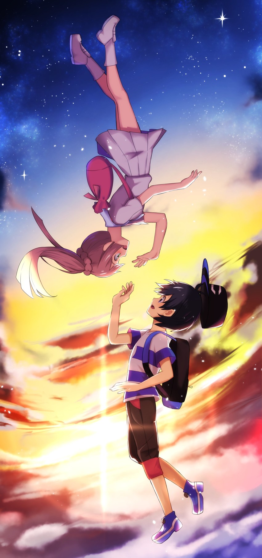 lillie and elio (pokemon and 1 more) drawn by nyorotono