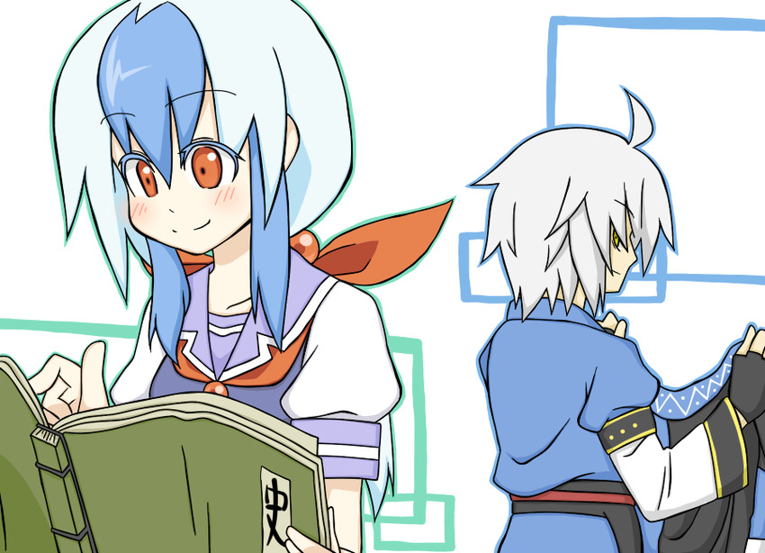 kamishirasawa keine and morichika rinnosuke (touhou) drawn by sag_(karehabase)