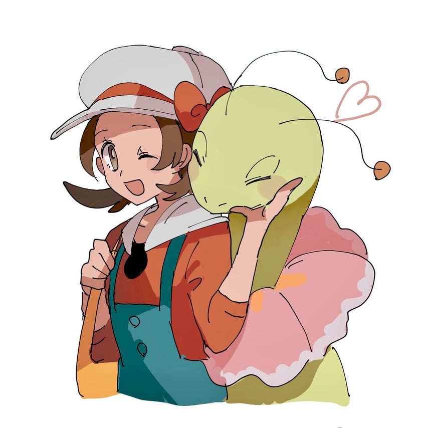 lyra and meganium (pokemon and 1 more) drawn by shichibee_(stm_mimi)
