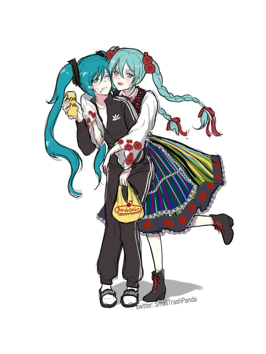 hatsune miku (vocaloid and 2 more) drawn by aya_(smalltrashpanda)