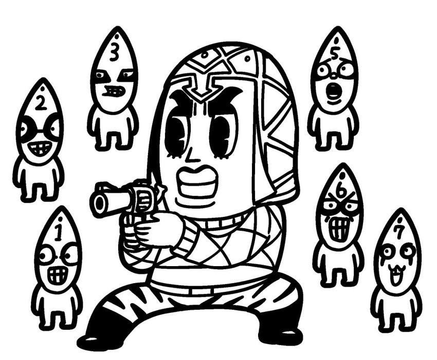 guido mista and sex pistols (jojo no kimyou na bouken and 1 more) drawn by bkub
