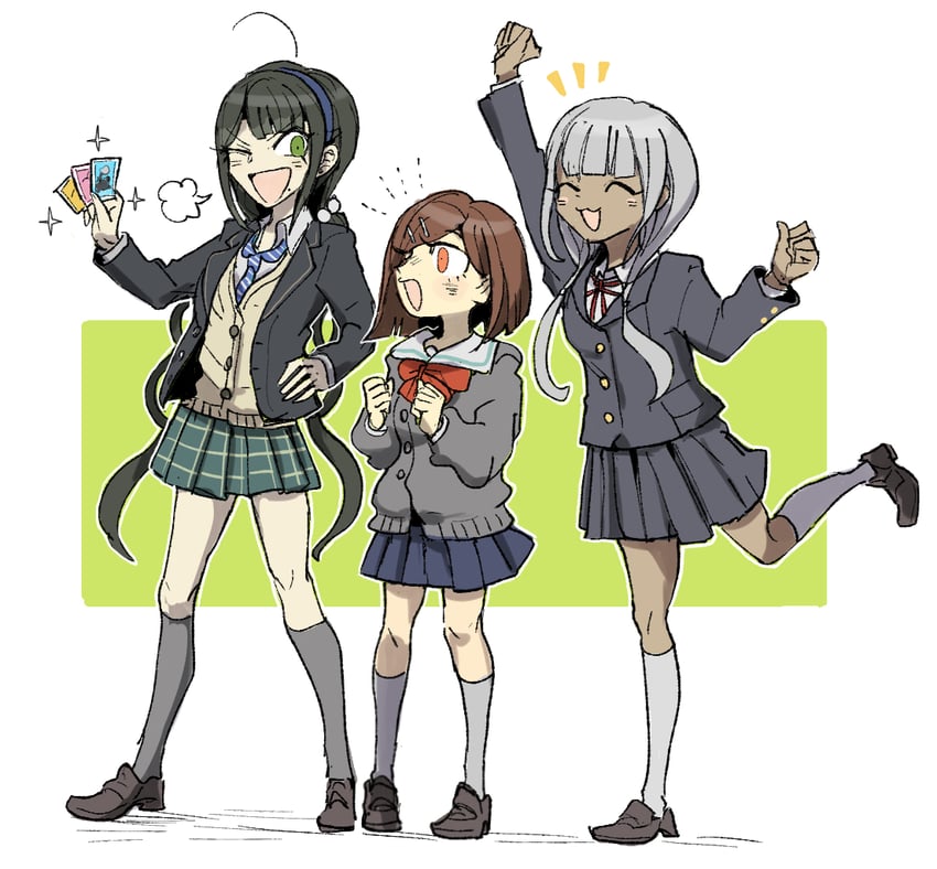 yumeno himiko, yonaga angie, and chabashira tenko (danganronpa and 1 more) drawn by kumakoro_(tetsupag)