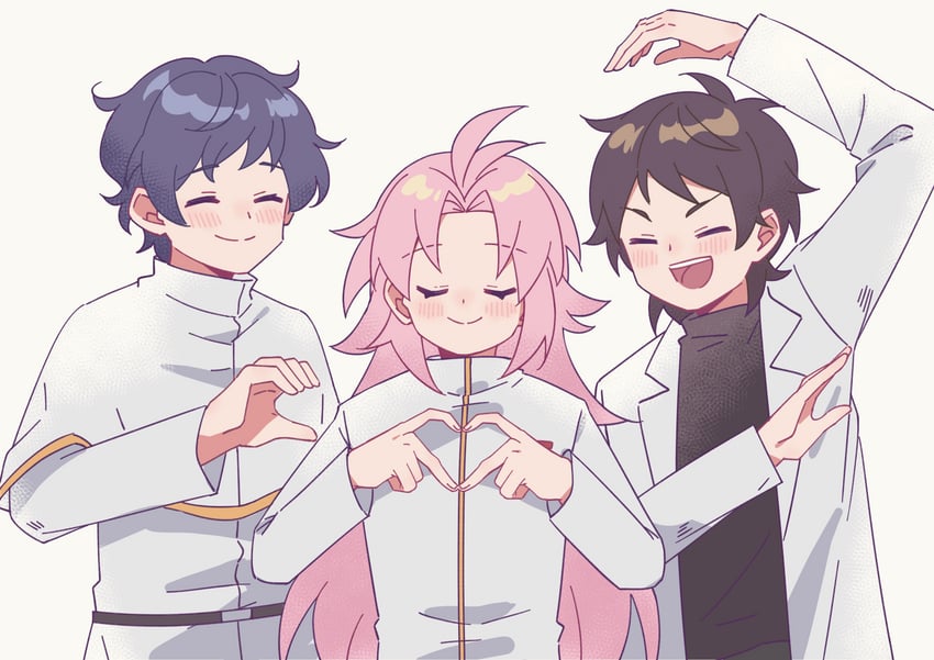 hatsutori hajime, utsugi noriyuki, and harada minoru (saibou shinkyoku) drawn by riko_shinkai