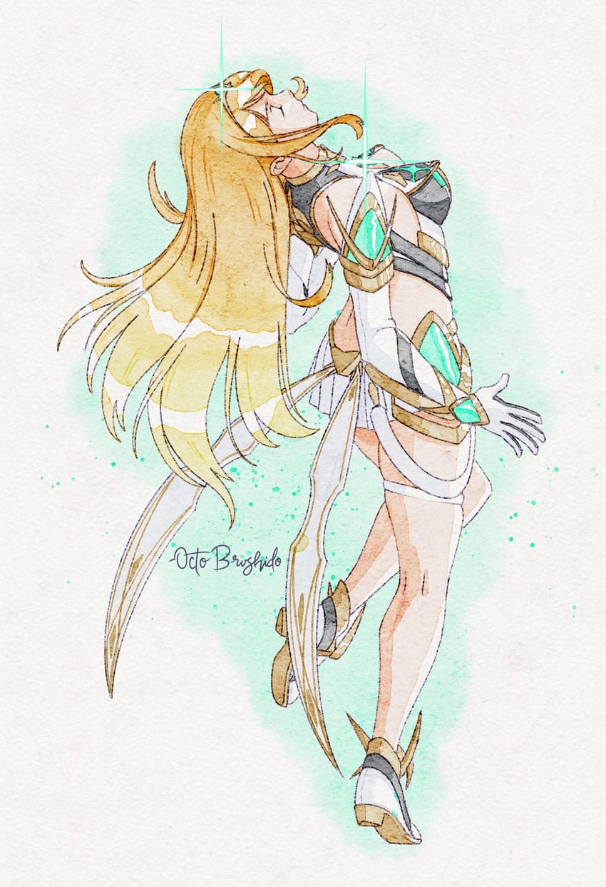 mythra (xenoblade chronicles and 1 more) drawn by octobrushido