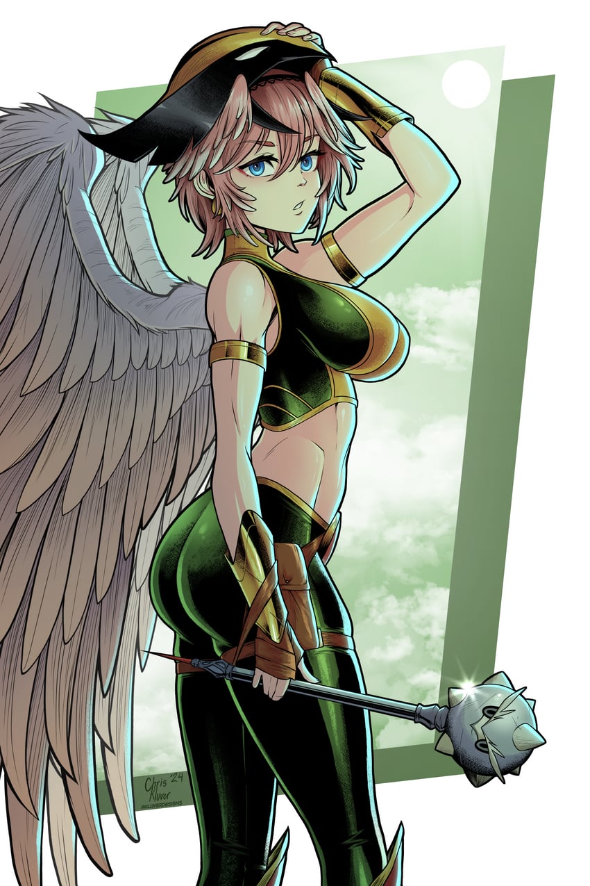 takane lui, ganmo, and hawkgirl (hololive and 1 more) drawn by kluverdesigns
