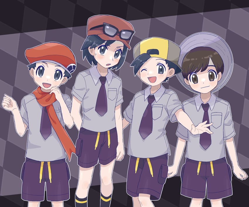 ethan, florian, calem, and lucas (pokemon and 4 more) drawn by sana_(37pisana)