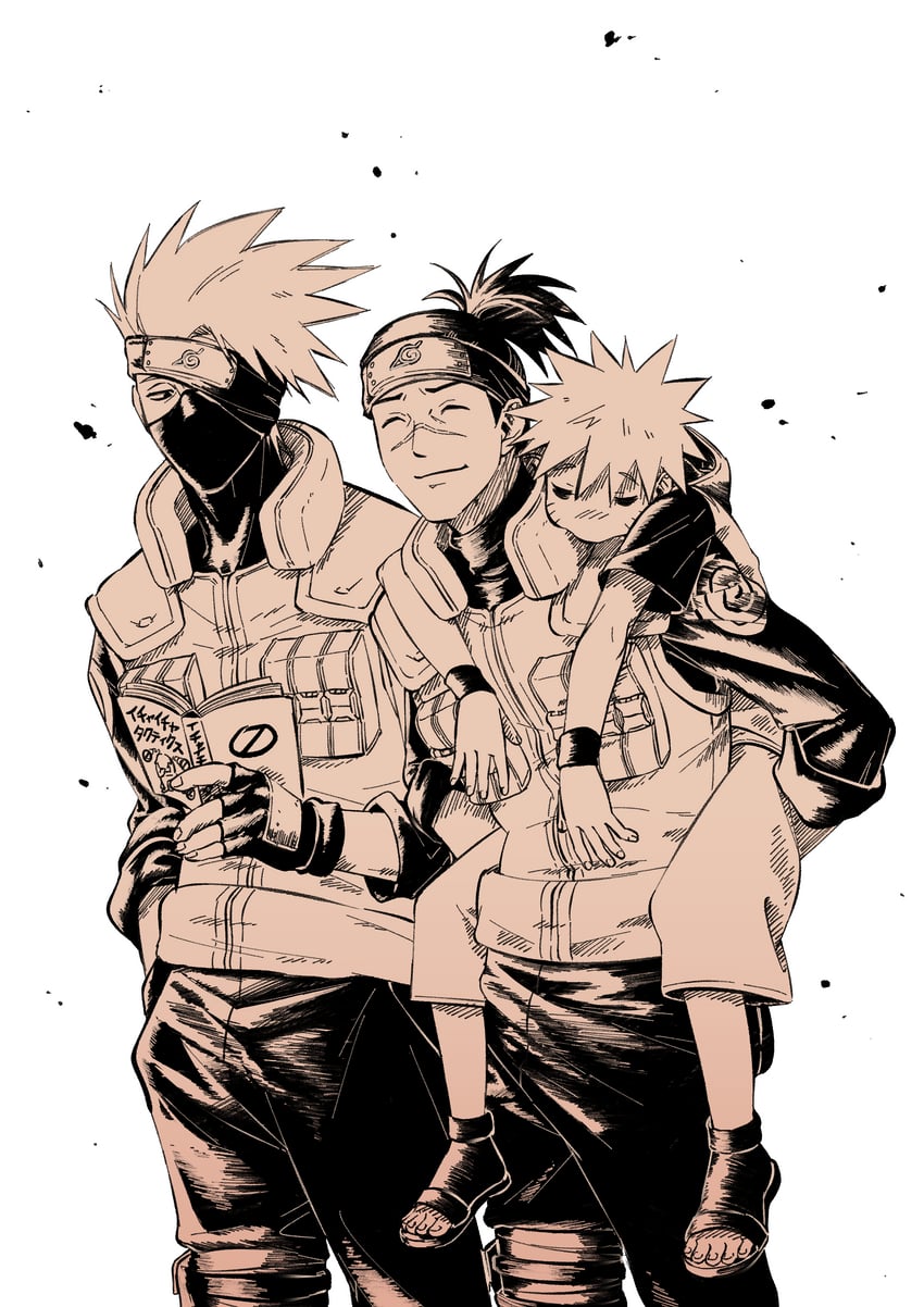 uzumaki naruto, hatake kakashi, and umino iruka (naruto) drawn by ninjapongo