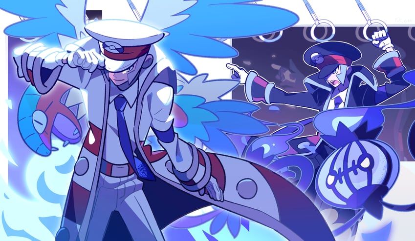 ingo, chandelure, emmet, and archeops (pokemon and 1 more) drawn by fukurinn