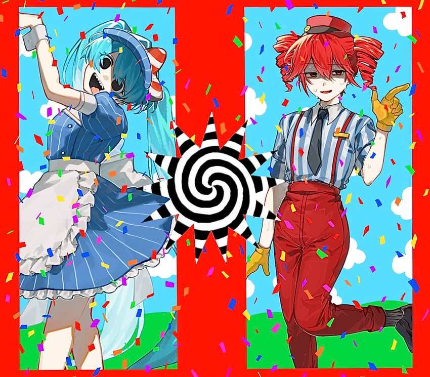 hatsune miku and kasane teto (vocaloid and 2 more) drawn by inuboe_npa