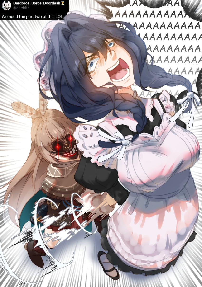 ouro kronii, nanashi mumei, and nightmare (hololive and 1 more) drawn by insfidelie