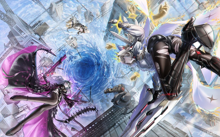 modernia, crown, kilo, chime, and storm bringer (goddess of victory: nikke) drawn by ronal_1710