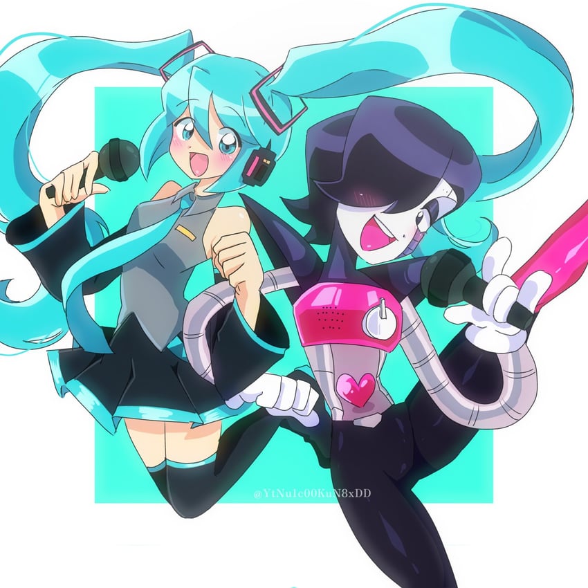 hatsune miku, mettaton, and mettaton ex (vocaloid and 1 more) drawn by yume_(ytnu1c00kun8xdd)