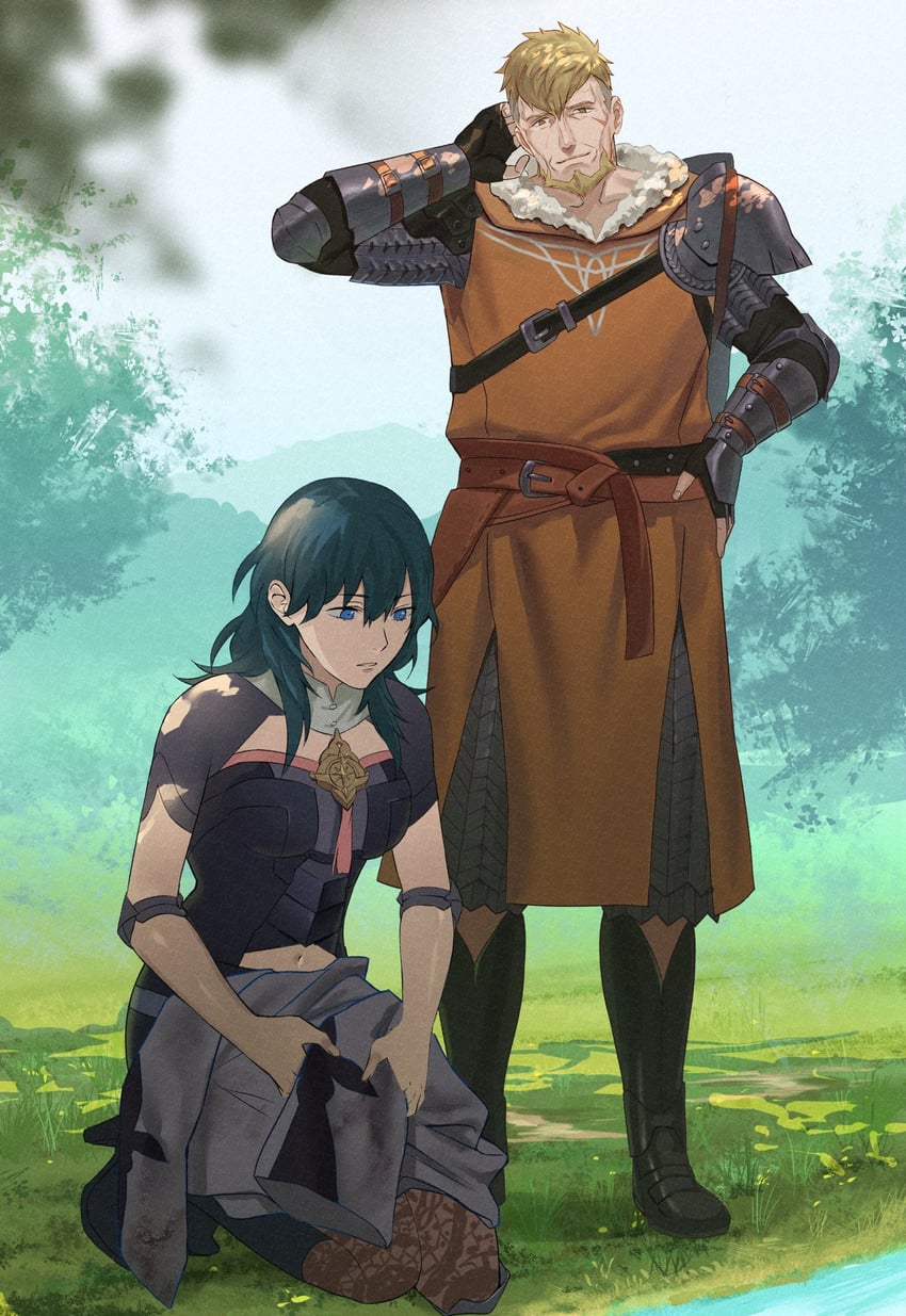 female byleth and jeralt reus eisner (fire emblem and 2 more) drawn by ashiwara_yuu