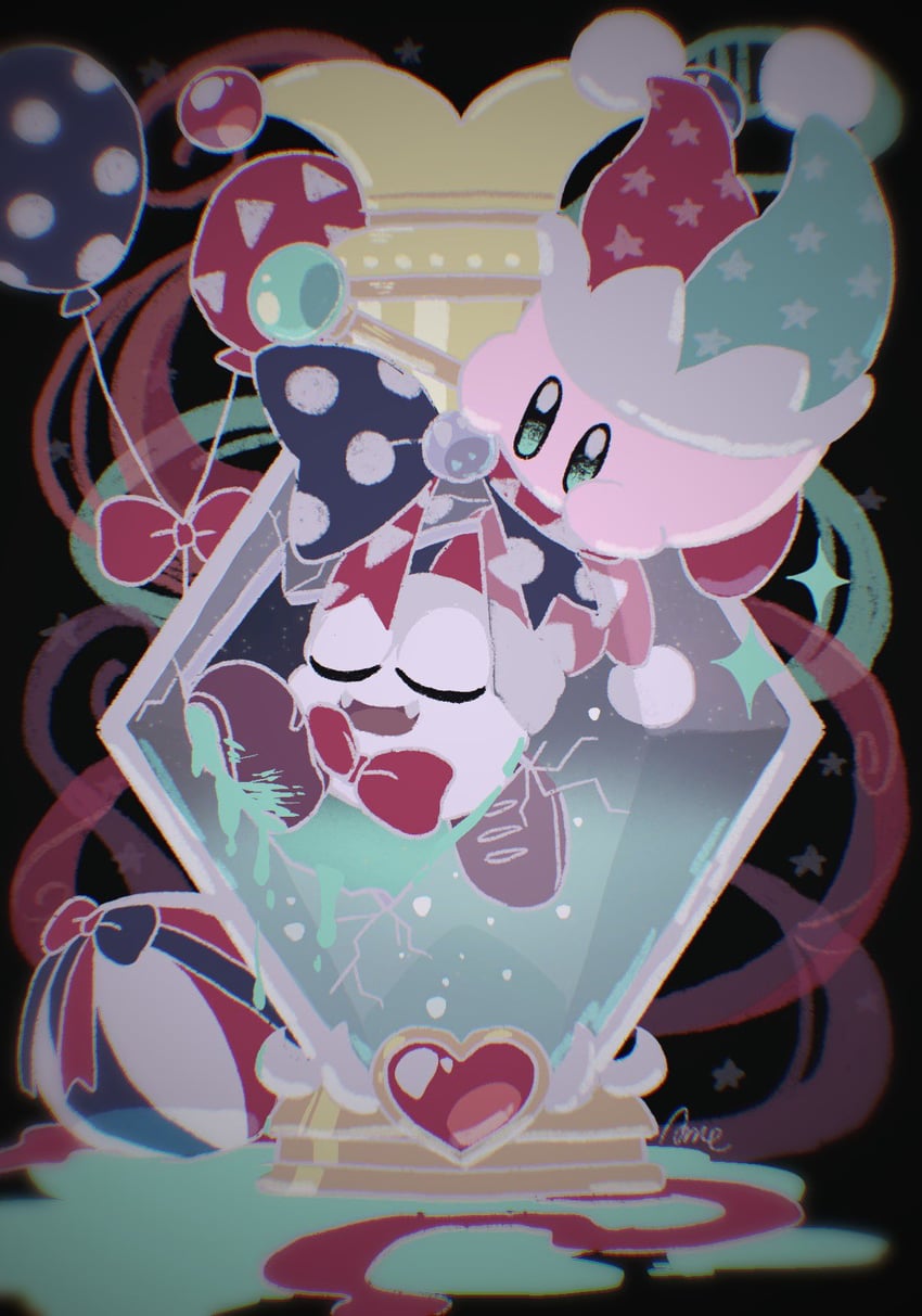 kirby, marx, and mirror kirby (kirby) drawn by parasoruoishii