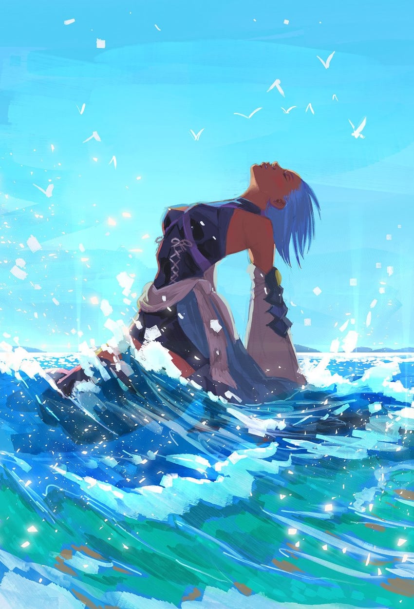 aqua (kingdom hearts and 1 more) drawn by mimamilux