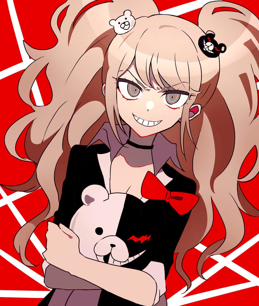 enoshima junko and monokuma (danganronpa and 1 more) drawn by todoroki_gk2