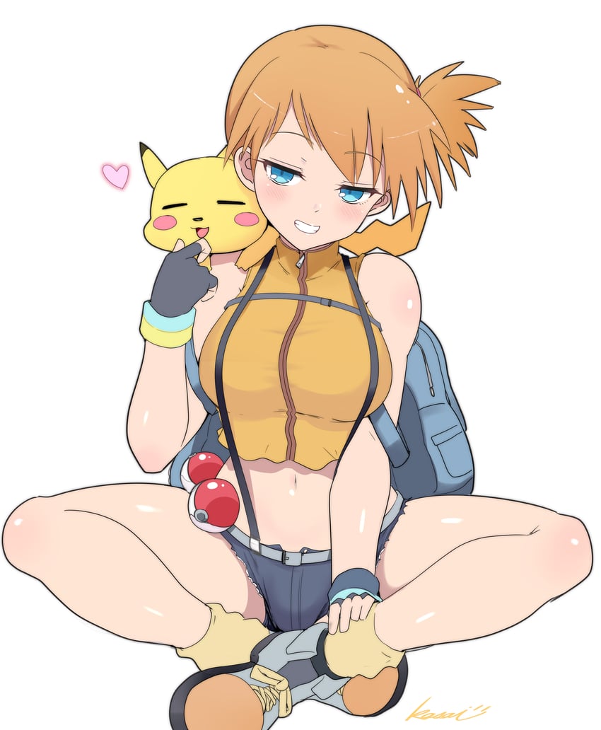 pikachu and misty (pokemon and 1 more) drawn by kasai_shin