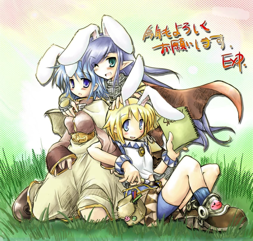 poring, acolyte, knight, and super novice (ragnarok online) drawn by exp_mochi