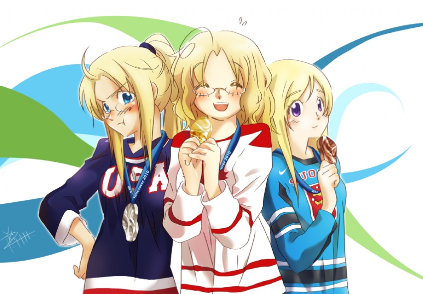 canada, america, and finland (axis powers hetalia and 2 more) drawn by piggy_ho_ho