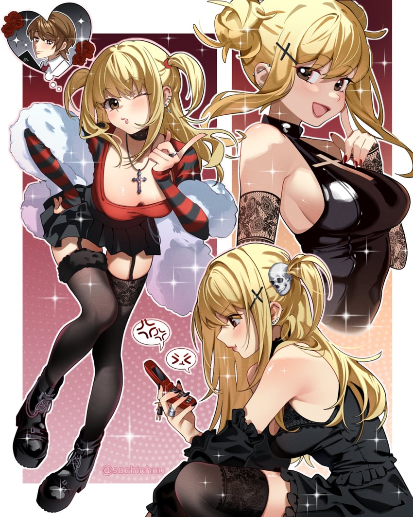 yagami light and amane misa (death note) drawn by sachichuu