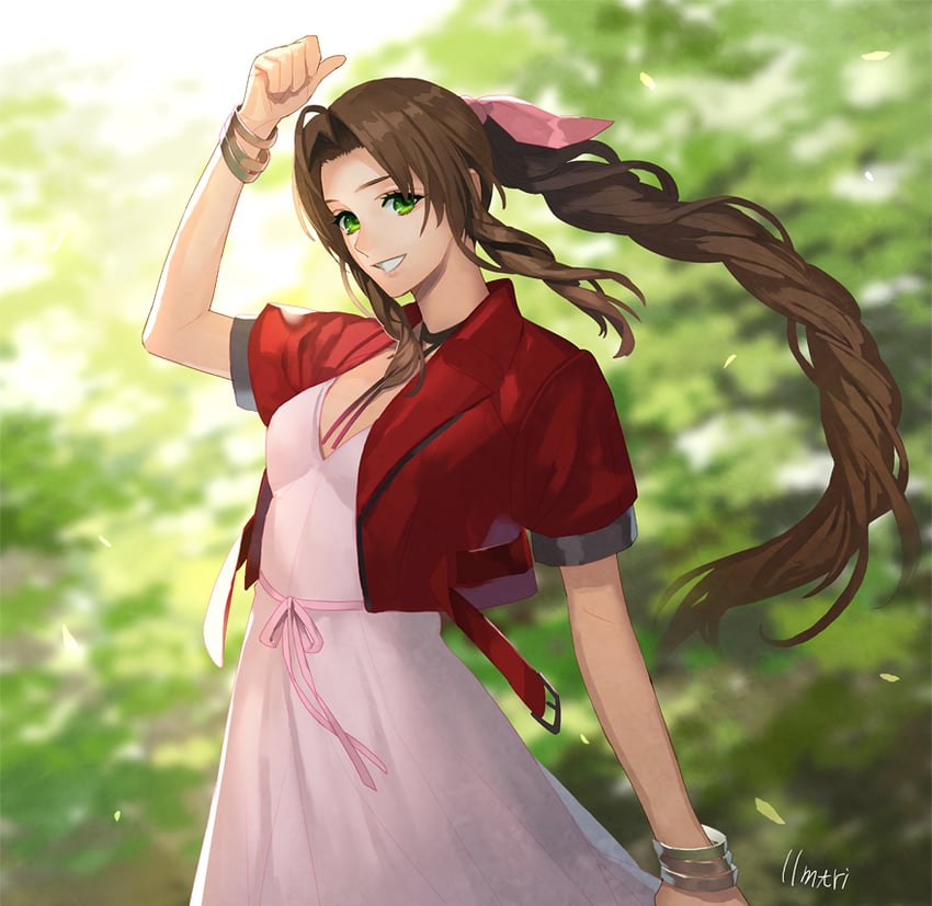 aerith gainsborough (final fantasy and 2 more) drawn by 11mtri