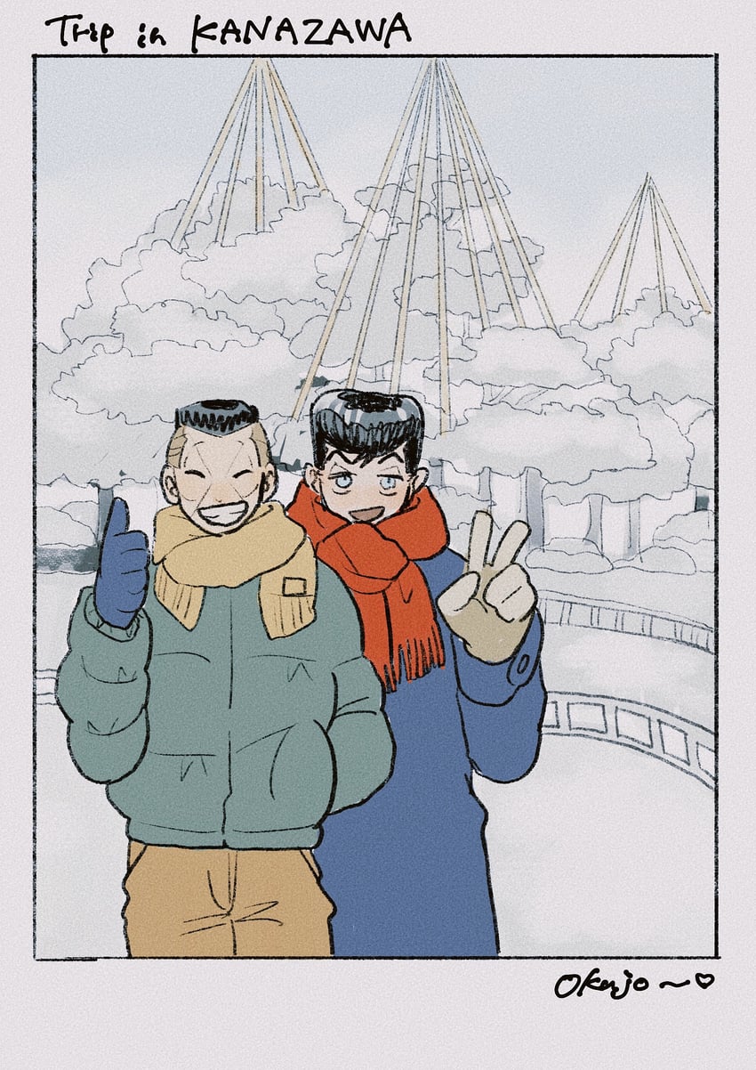 higashikata josuke and nijimura okuyasu (jojo no kimyou na bouken and 1 more) drawn by t_0nd