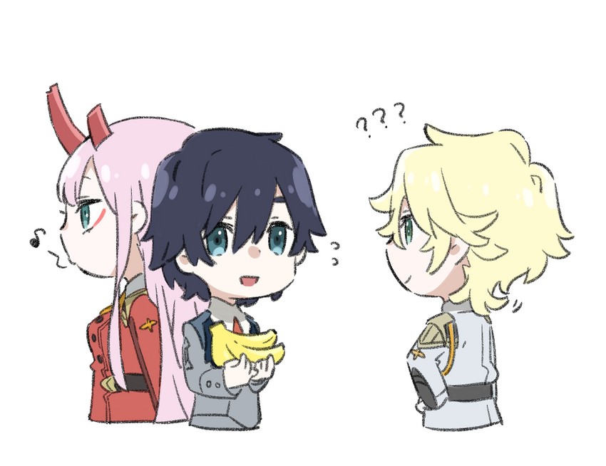 zero two, hiro, and nine alpha (darling in the franxx) drawn by leje39