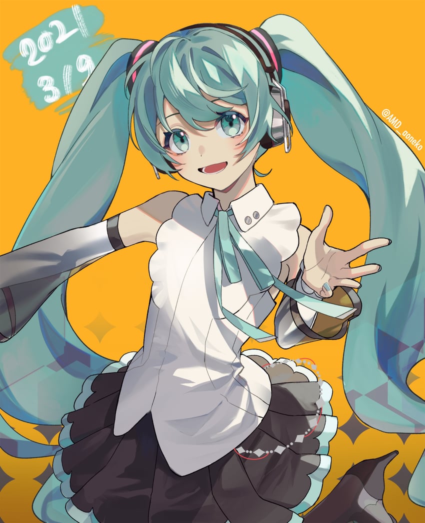 hatsune miku (vocaloid and 1 more) drawn by amd_aoneko