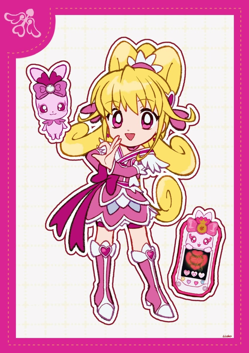 aida mana, cure heart, and sharuru (precure and 1 more) drawn by uwded_207