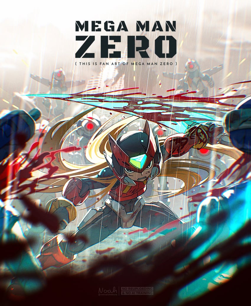 zero, zero(z), and pantheon (mega man and 1 more) drawn by noah_(rokoroko)