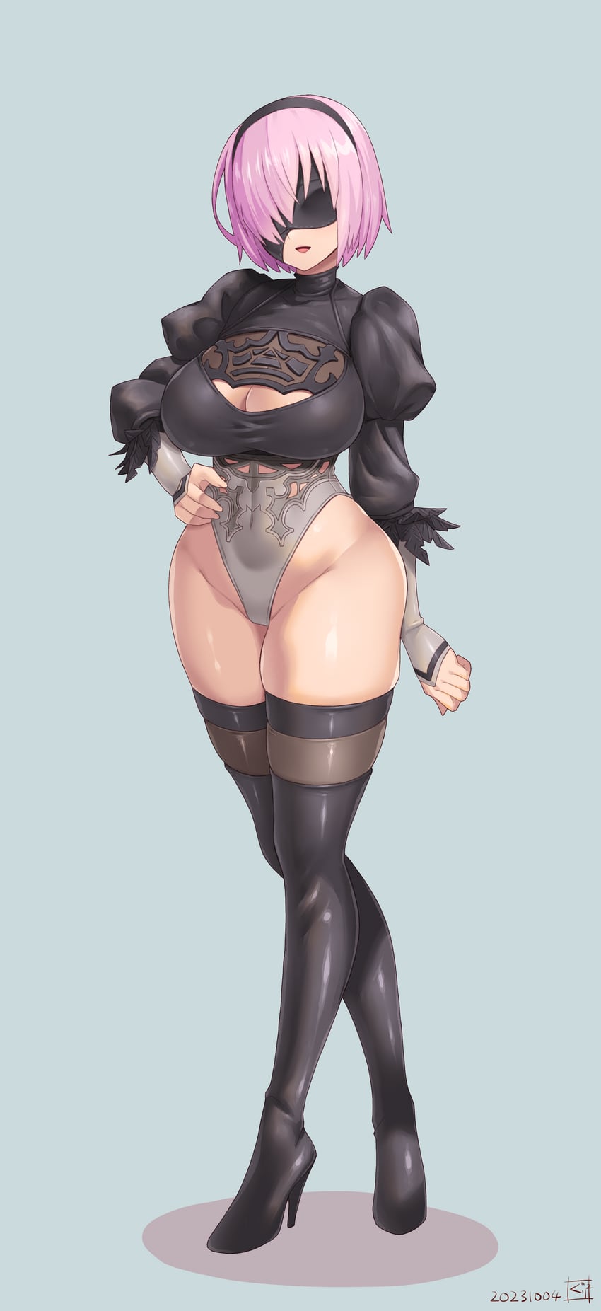 mash kyrielight and 2b (fate and 3 more) drawn by guriguri_(arayotto4351)