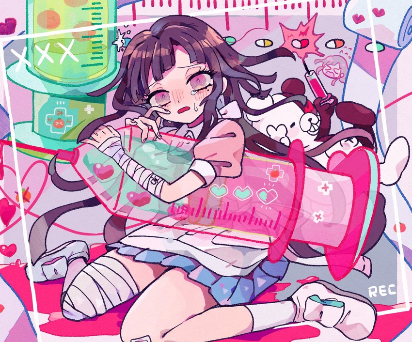 monokuma and tsumiki mikan (danganronpa and 1 more) drawn by osshouri55