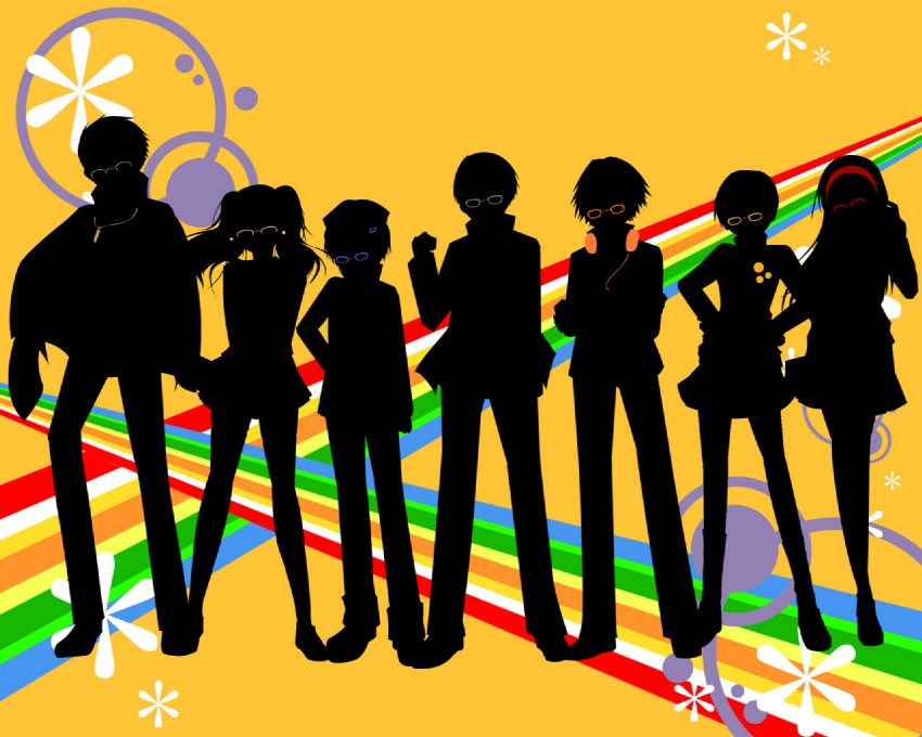 narukami yu, shirogane naoto, satonaka chie, kujikawa rise, amagi yukiko, and 2 more (persona and 1 more) drawn by anni_shiro
