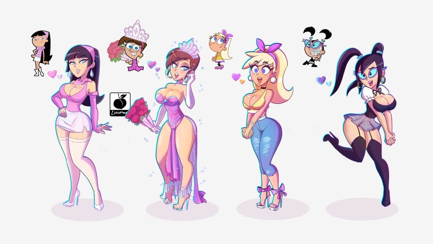 timmy turner, trixie tang, tootie, and chloe carmichael (the fairly oddparents and 1 more) drawn by linkartoon