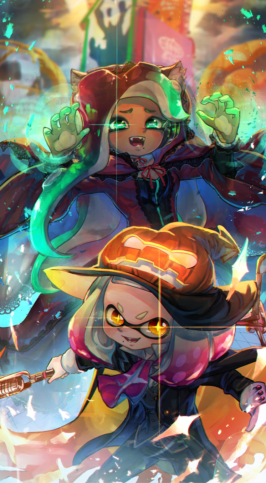 marina and pearl (splatoon and 1 more) drawn by kashu_(hizake)
