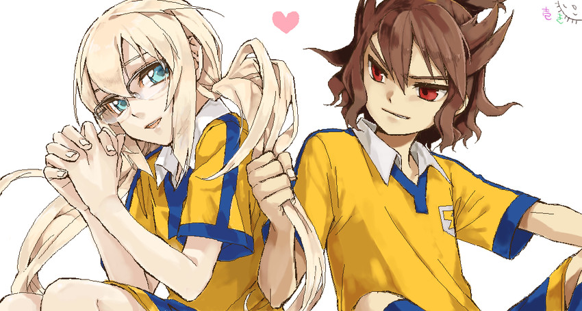 kirino ranmaru and shindou takuto (inazuma eleven and 2 more) drawn by kyou_(nodobotokemax)