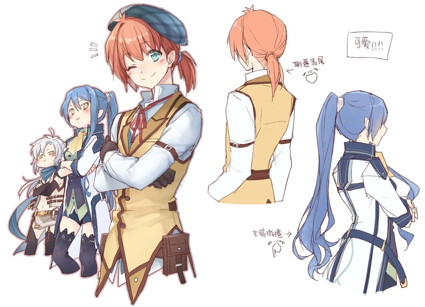 fie claussell, laura s. arseid, and elliot craig (eiyuu densetsu and 2 more) drawn by achan_(blue_semi)