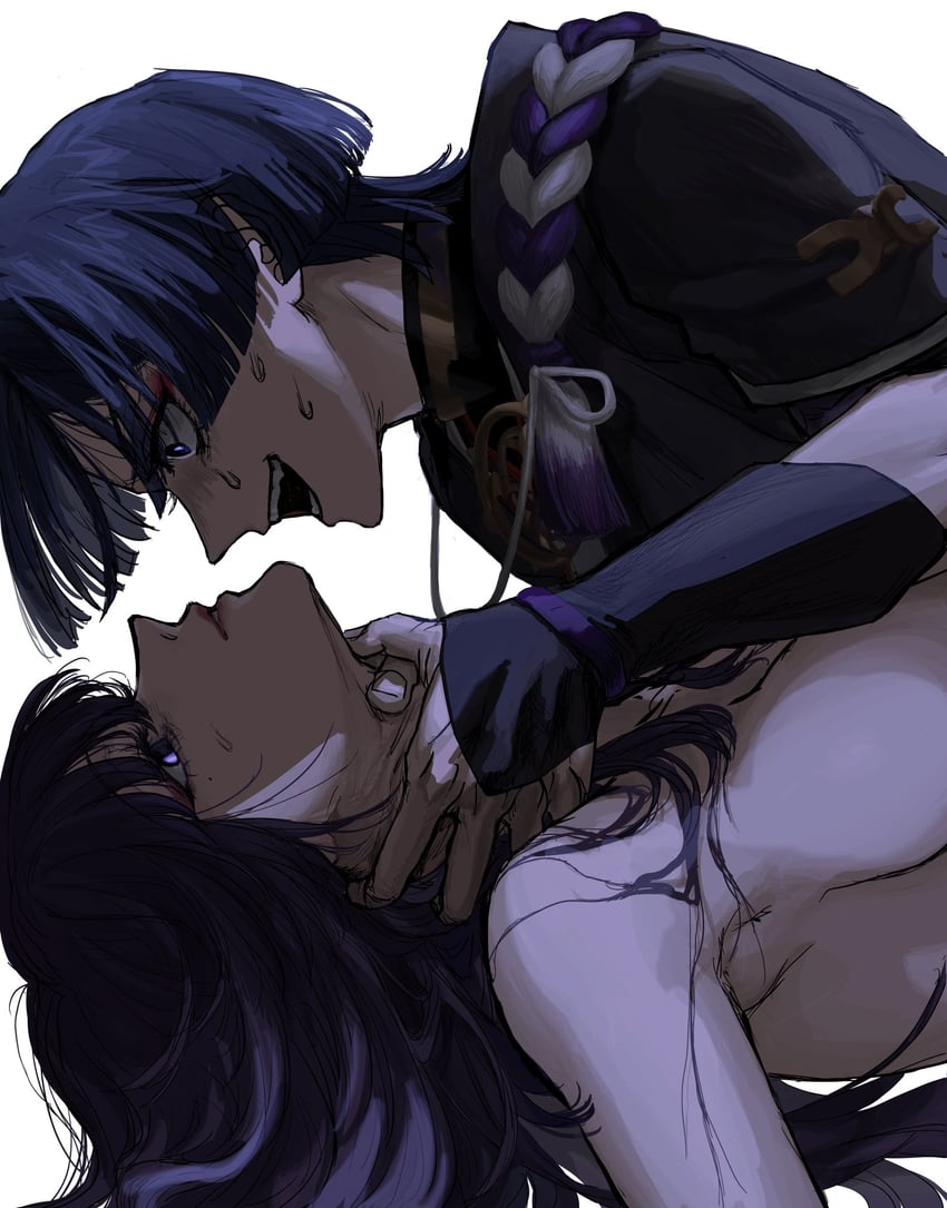 raiden shogun and scaramouche (genshin impact) drawn by si_yam