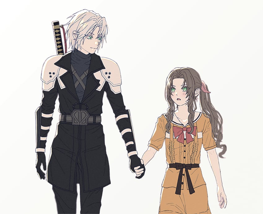 aerith gainsborough and sephiroth (final fantasy and 2 more) drawn by haagi123