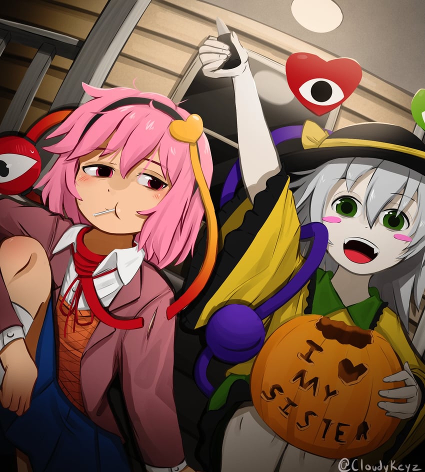 komeiji koishi, komeiji satori, and sayori (touhou and 2 more) drawn by cloudykeyz