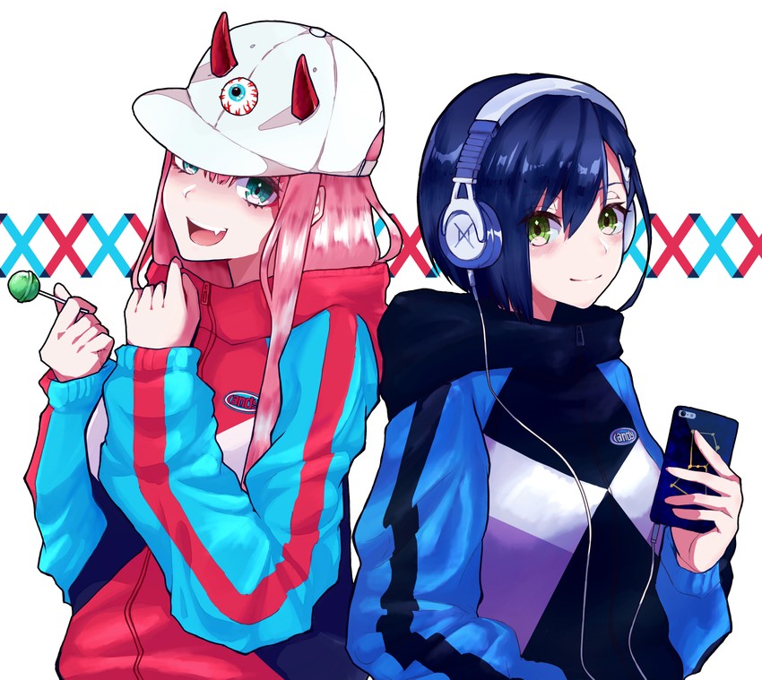zero two and ichigo (darling in the franxx) drawn by yoshi2_oide