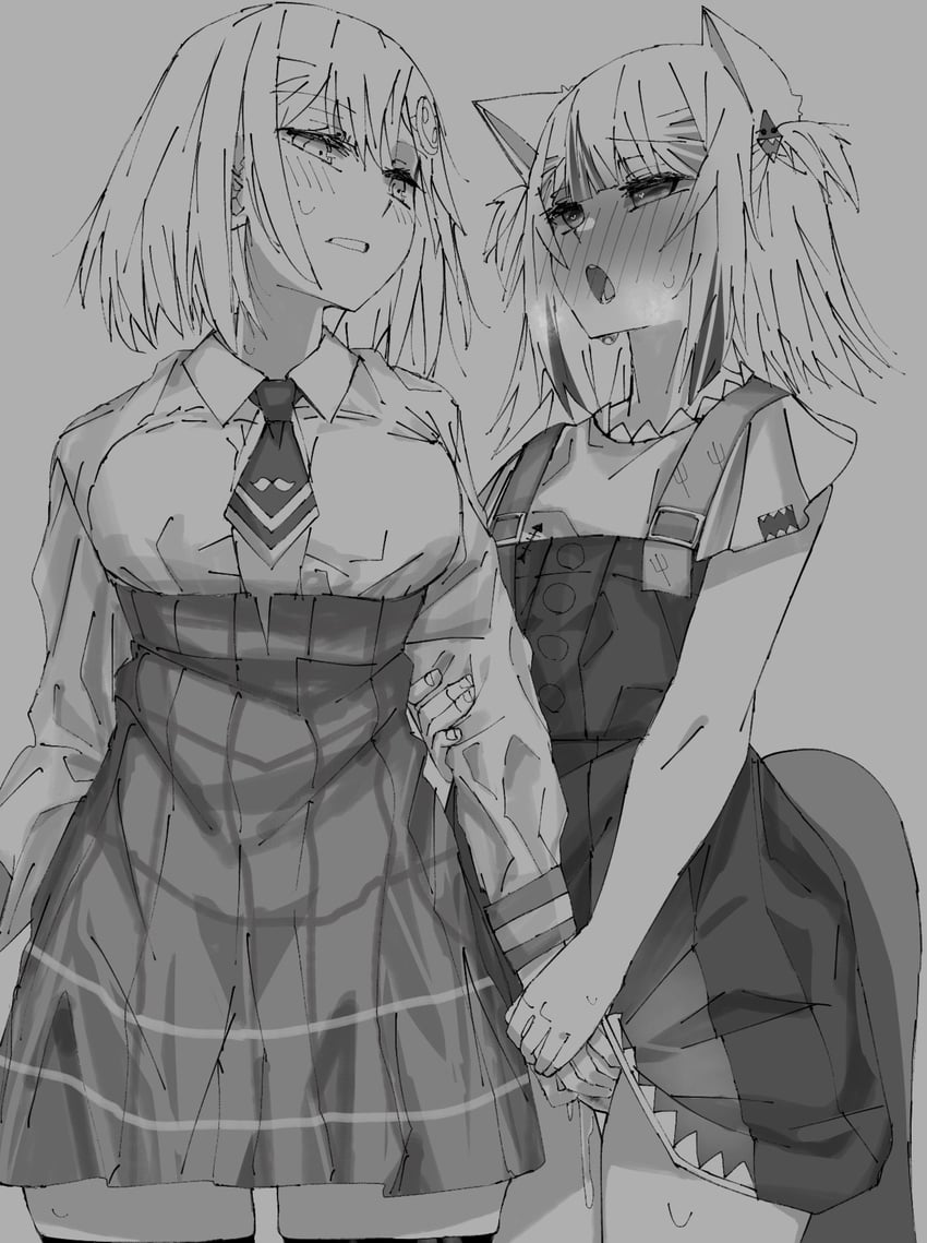 gawr gura and watson amelia (hololive and 1 more) drawn by carrot_011